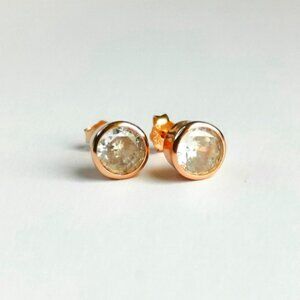 14k Rose gold on Sterling silver CZ stud earrings